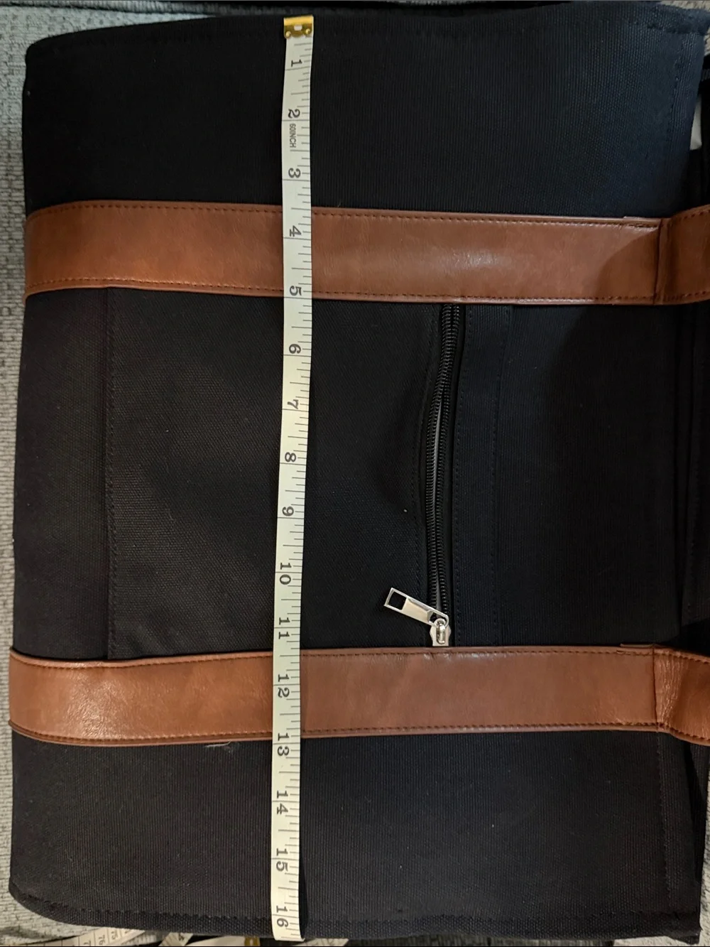 NWOT Classic Black Canvas Tote/Laptop bag with Brown Trim - Men or Women’s